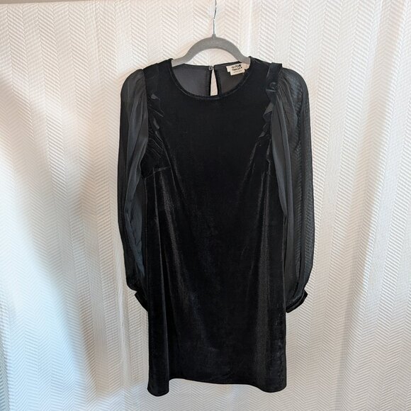Molly Bracken Black Velvet Dress Sheer Puff Sleeves Size XS - S Whimsigoth - Picture 7 of 14
